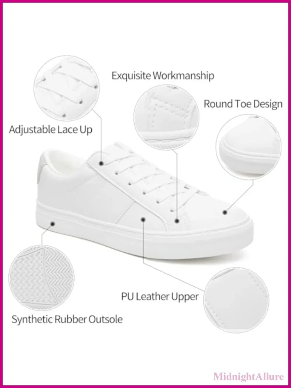 Women's Fashion Sneakers PU Leather Low Top Lace Up Casual Tennis Shoes